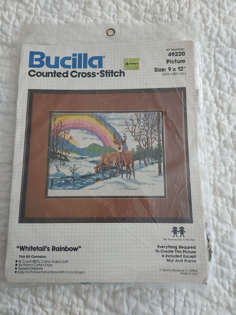 New Bucilla Counted cross stitch kit size 9 X 12 Kit number 49220 Deer USA